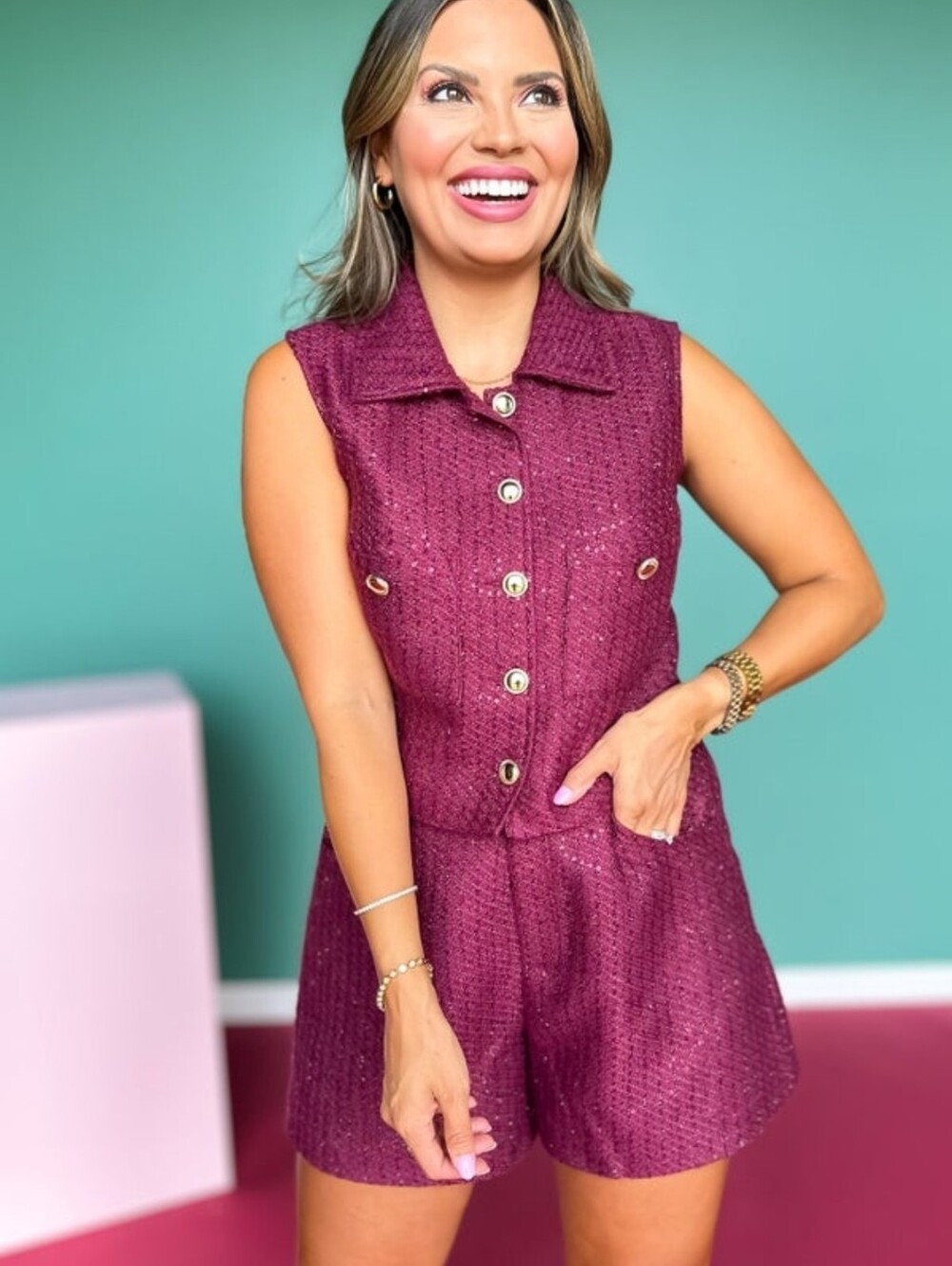SSYS Maroon Sparkle Tweed Outfit Nwt